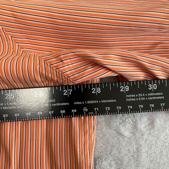 Reunion Shirt Mens 2XL XXL Orange Striped Modal Blend Button Up Hong Kong * - Picture 7 of 9